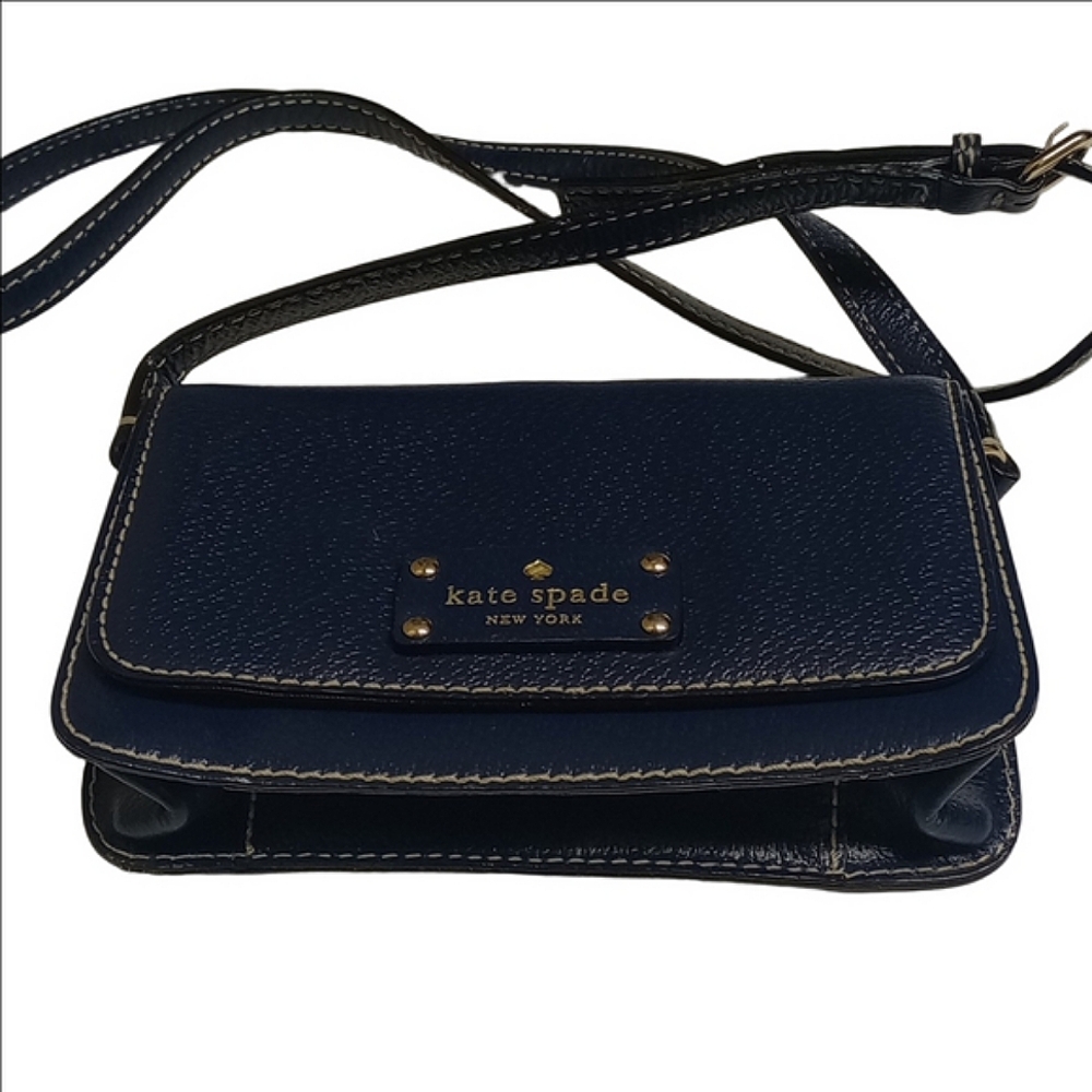 ♠️ KATE SPADE NAVY BLUE SMALL LEATHER CROSSBODY BAG - Picture 4 of 11